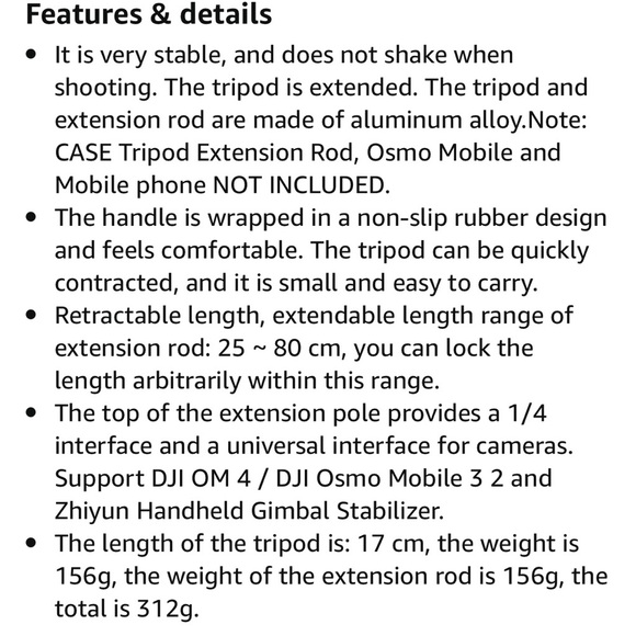 MAXCAM Selfie Stick Tripod Extension Rod portable travel purse - Picture 7 of 8